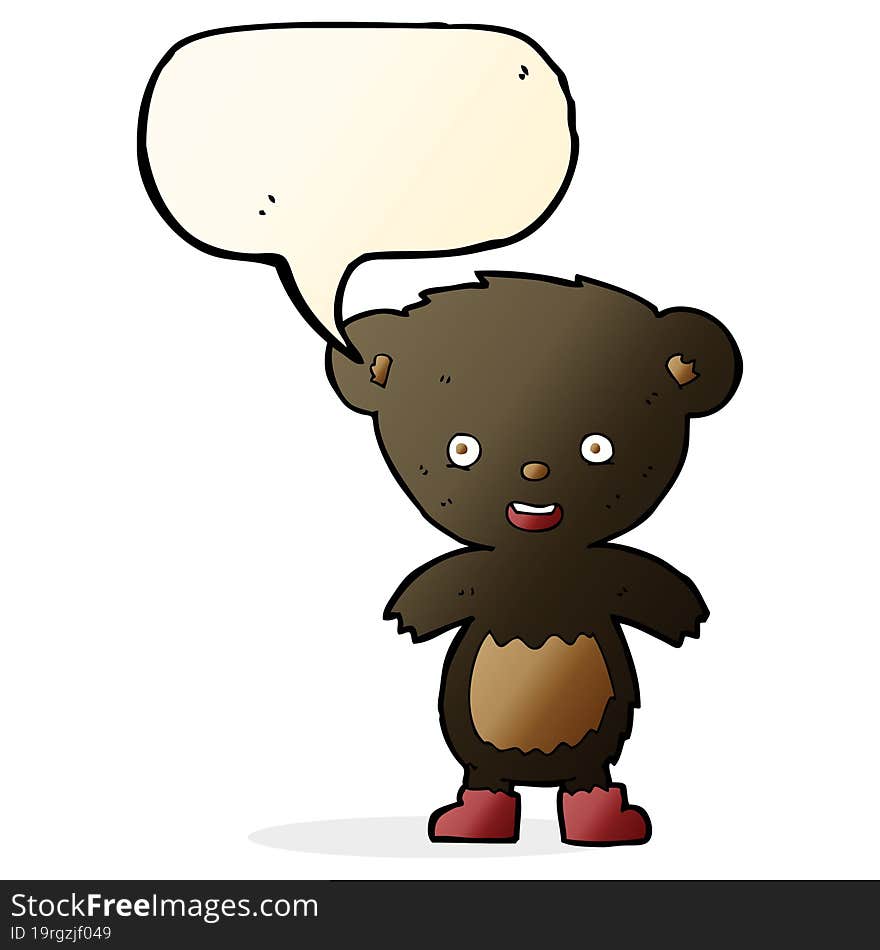 cartoon black bear cub with speech bubble