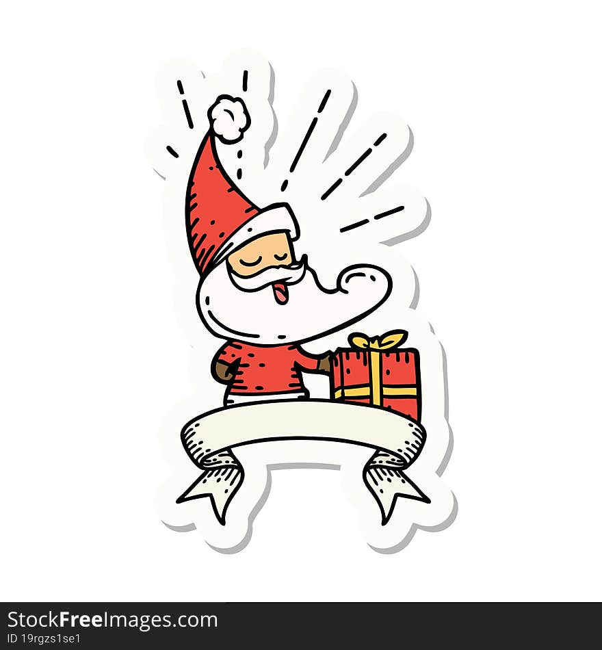 sticker of tattoo style santa claus christmas character