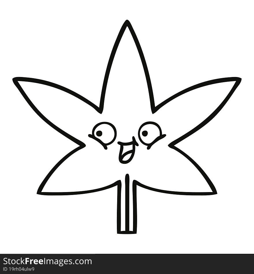 line drawing cartoon marijuana leaf