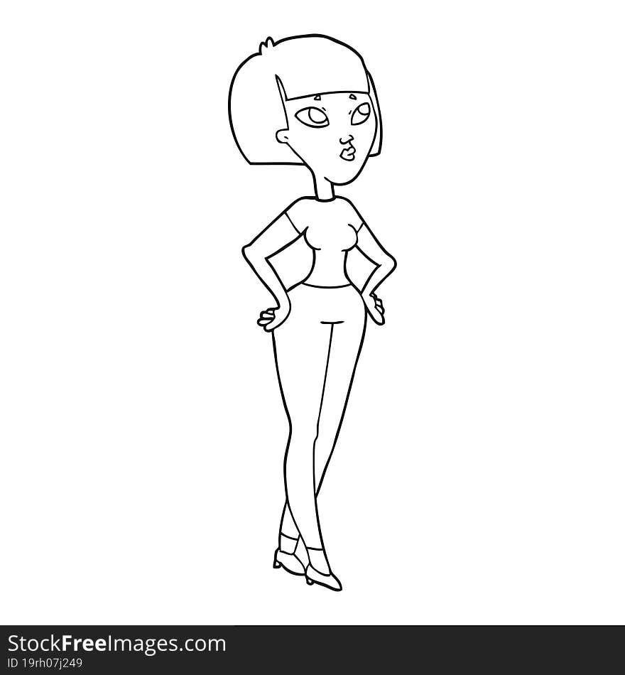 Black And White Cartoon Woman