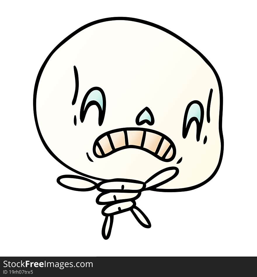 gradient cartoon of spooky kawaii skeleton