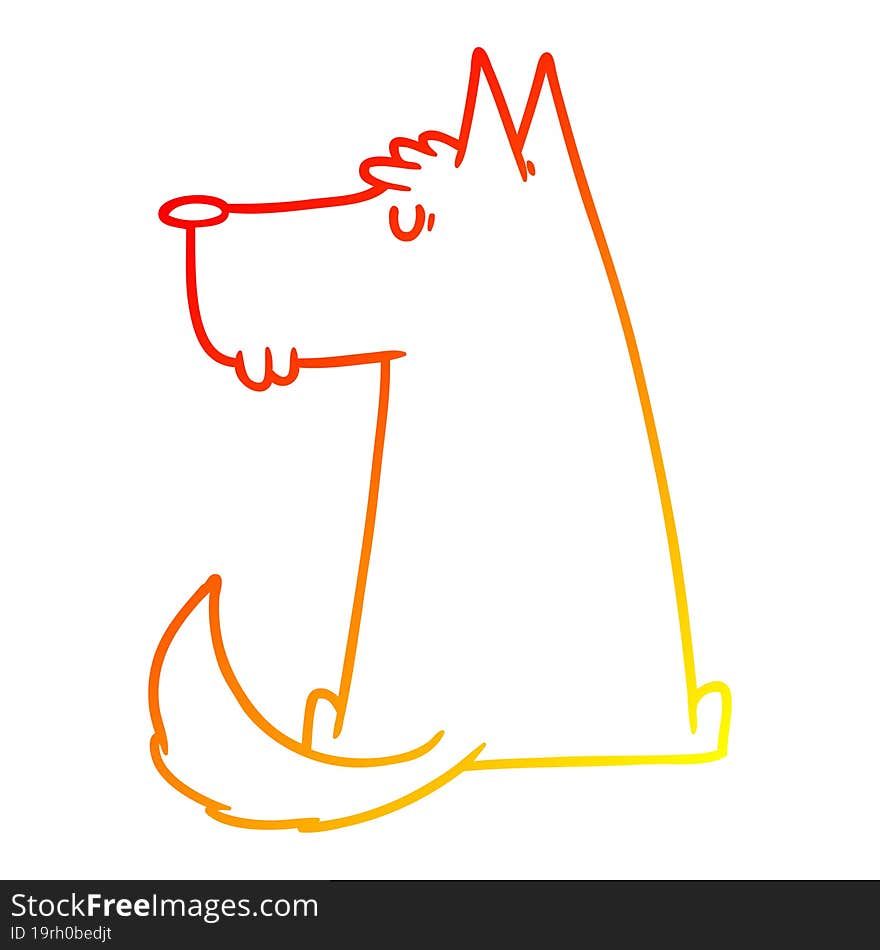 warm gradient line drawing cute cartoon dog