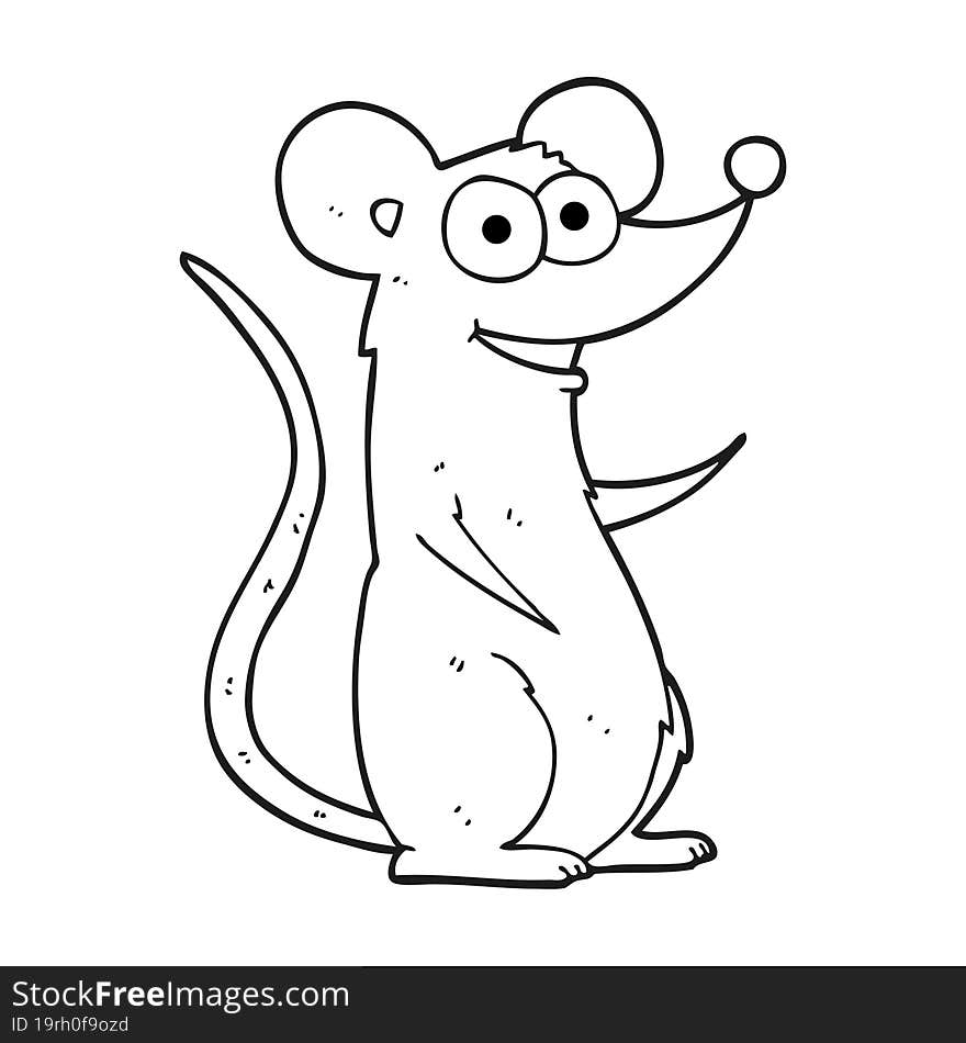 black and white cartoon happy mouse