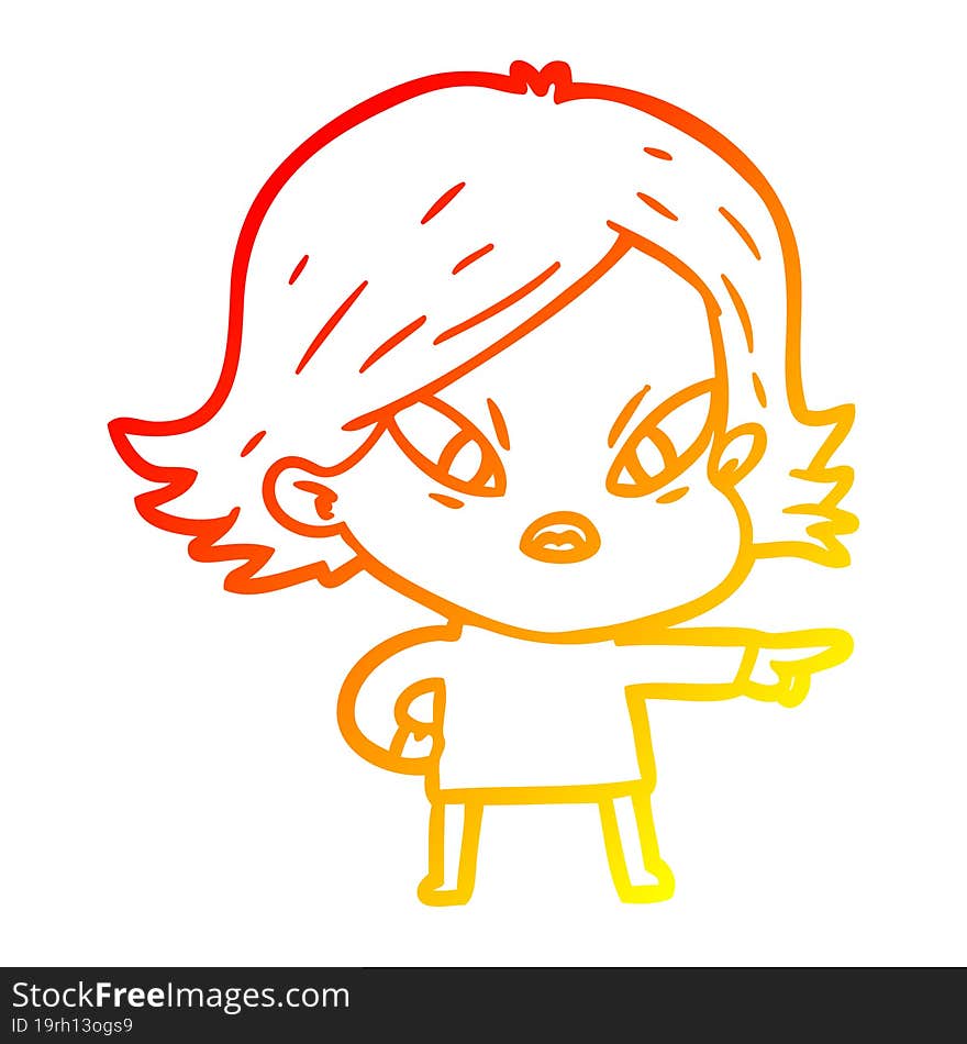 warm gradient line drawing of a cartoon stressed woman