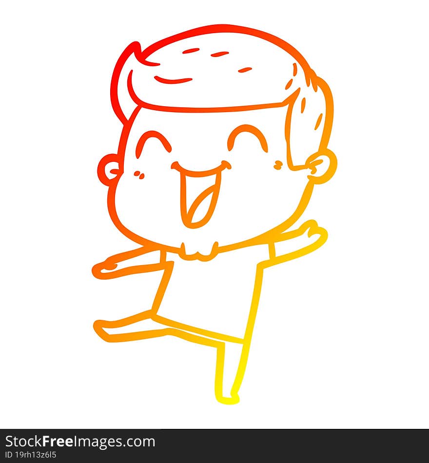 warm gradient line drawing of a cartoon man laughing