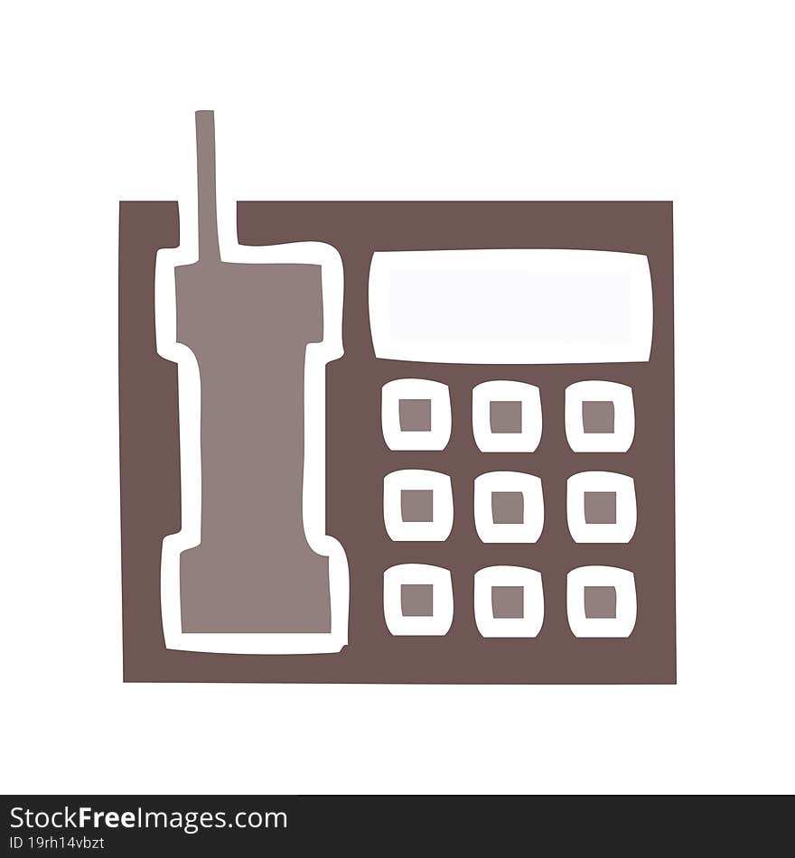 Flat Color Retro Cartoon Office Telephone