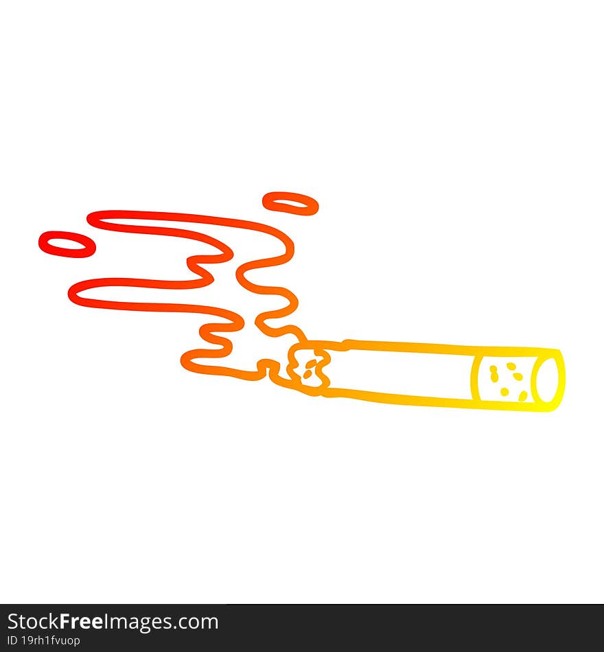 warm gradient line drawing cartoon cigarette