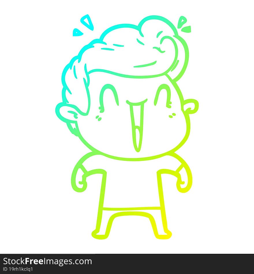 Cold Gradient Line Drawing Excited Man Cartoon