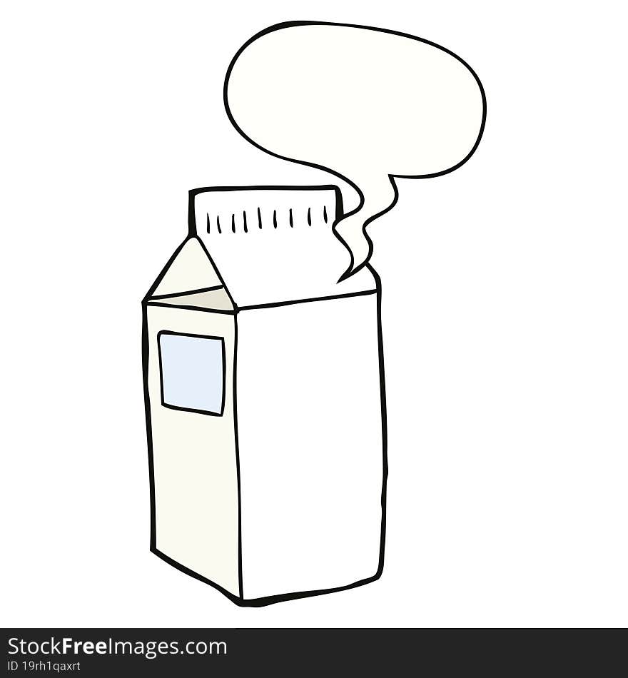 cartoon milk carton and speech bubble