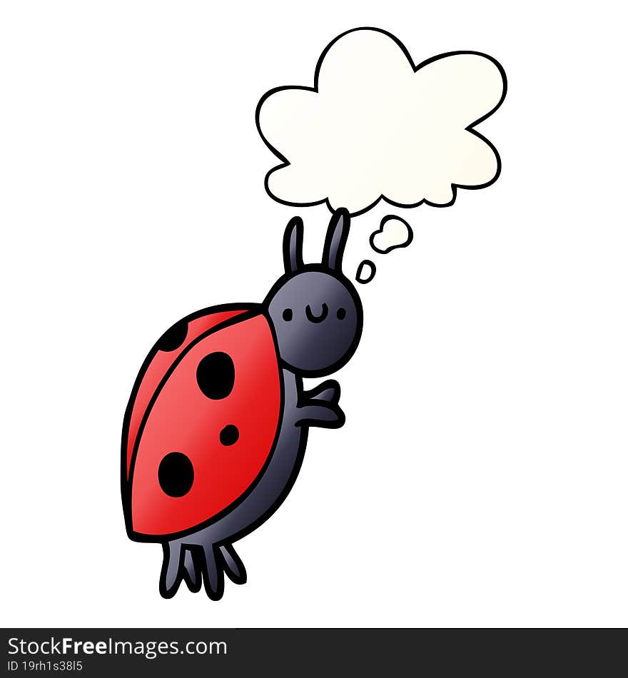 cartoon ladybug and thought bubble in smooth gradient style