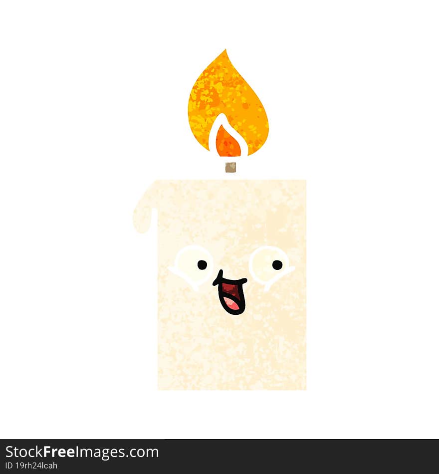 Retro Illustration Style Cartoon Lit Candle