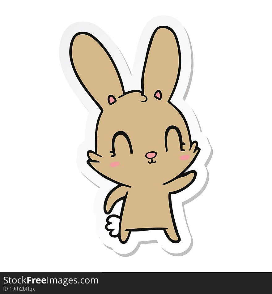 sticker of a cute cartoon rabbit