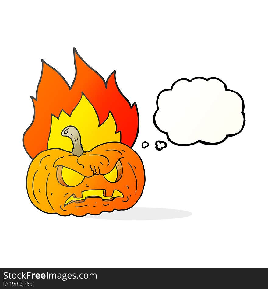 freehand drawn thought bubble cartoon halloween pumpkin