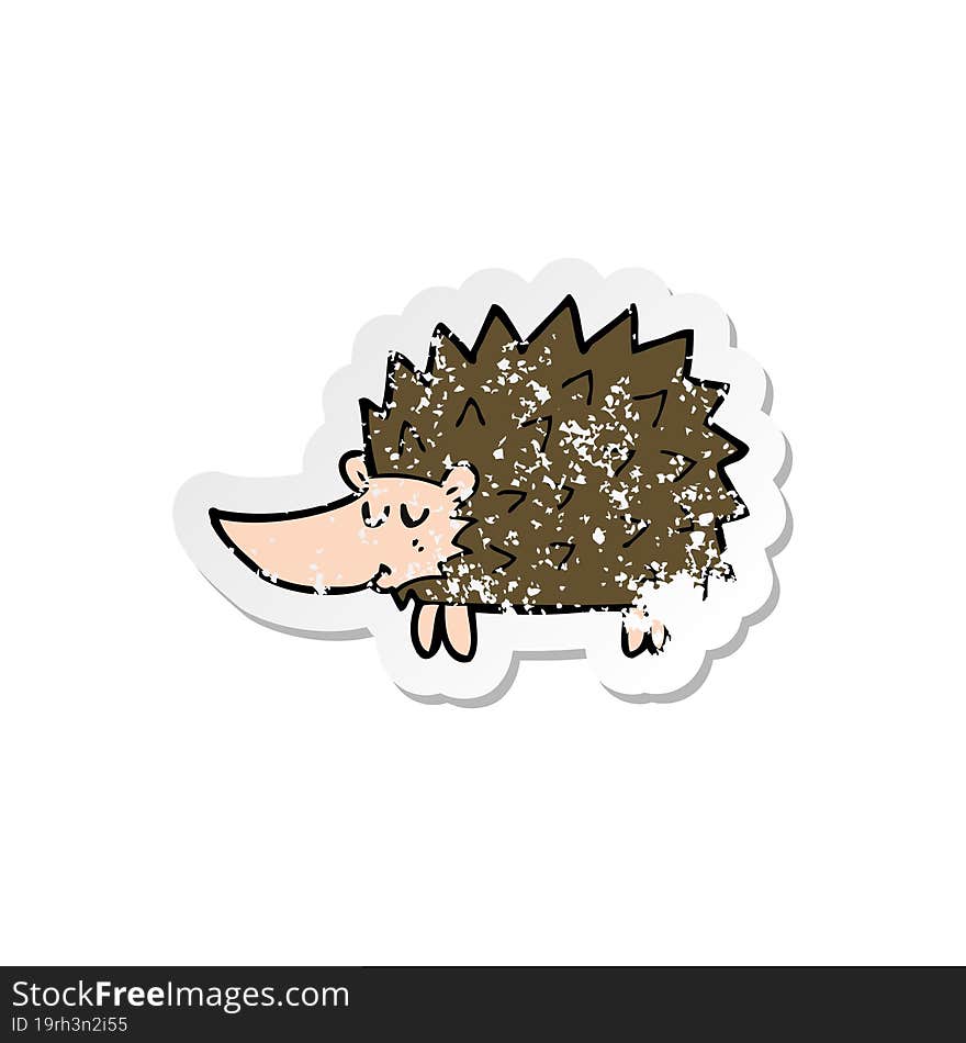 retro distressed sticker of a cartoon hedgehog