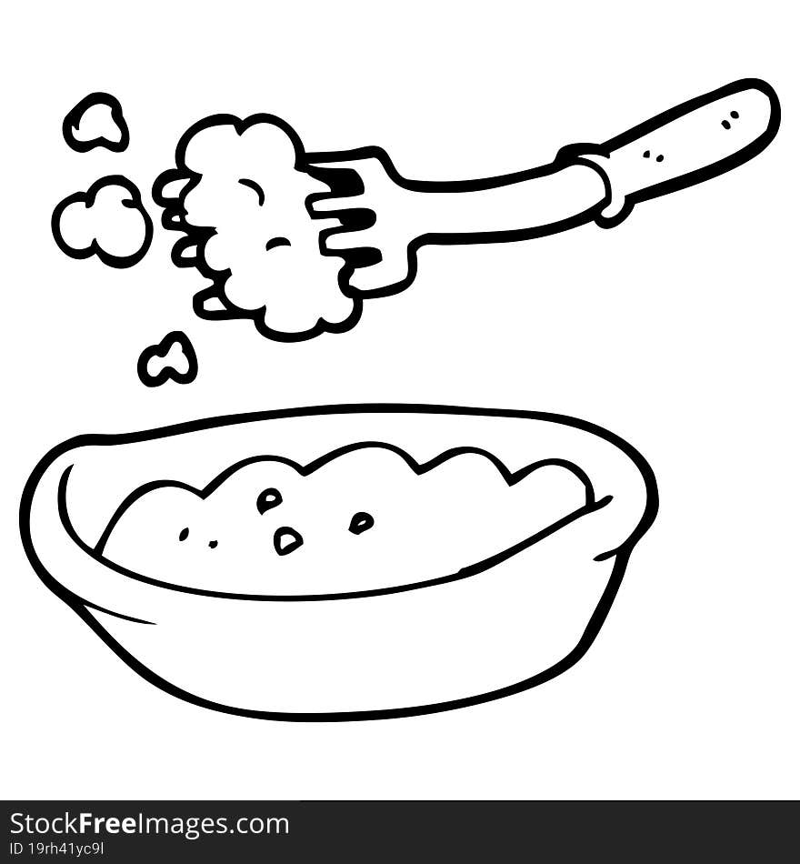 line drawing cartoon bowl of food