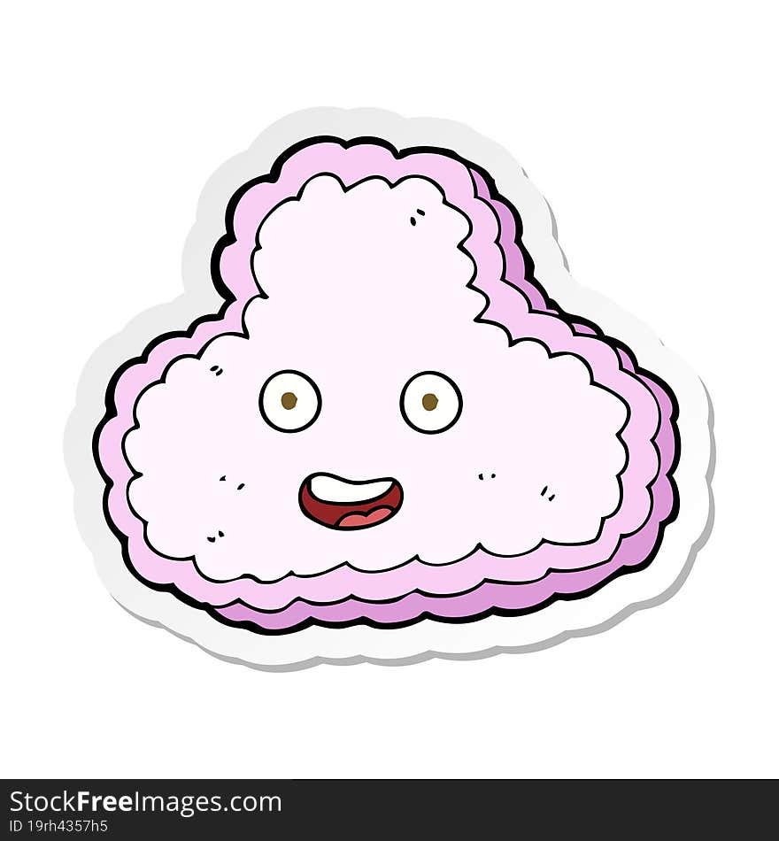 sticker of a cartoon happy pink cloud