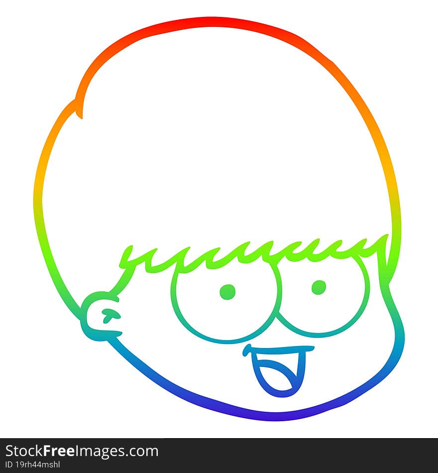 rainbow gradient line drawing cartoon male face