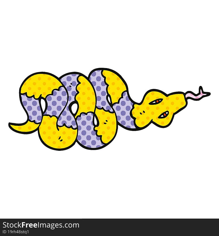 Comic Book Style Cartoon Poisonous Snake