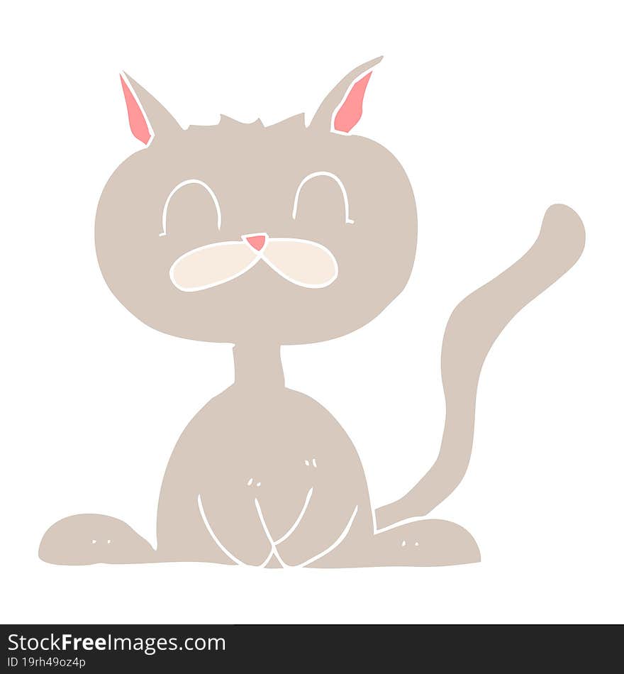 Flat Color Illustration Of A Cartoon Cat