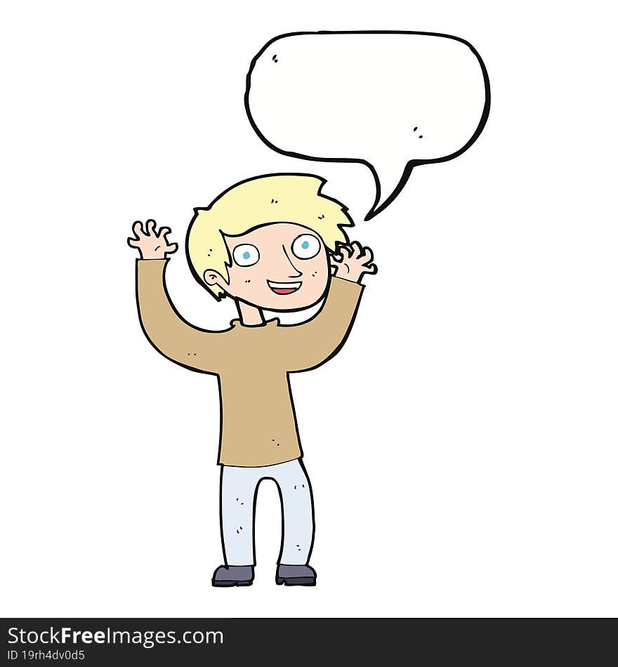 Cartoon Happy Man With Speech Bubble