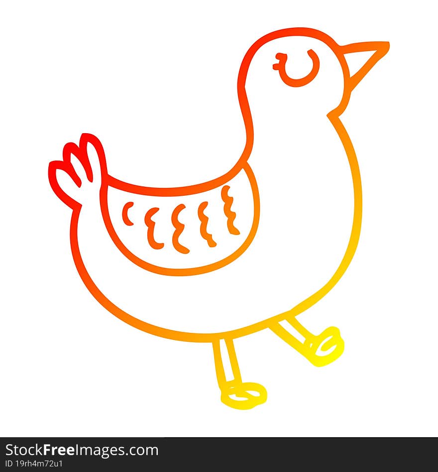 warm gradient line drawing of a cartoon bird