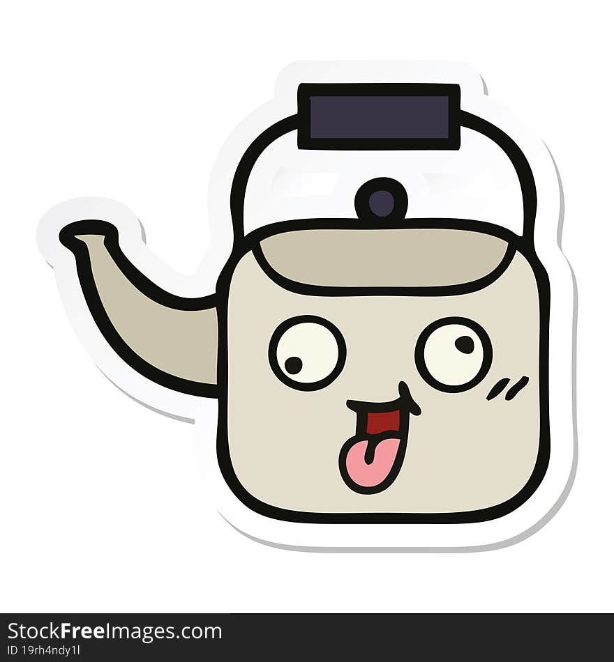 sticker of a cute cartoon kettle