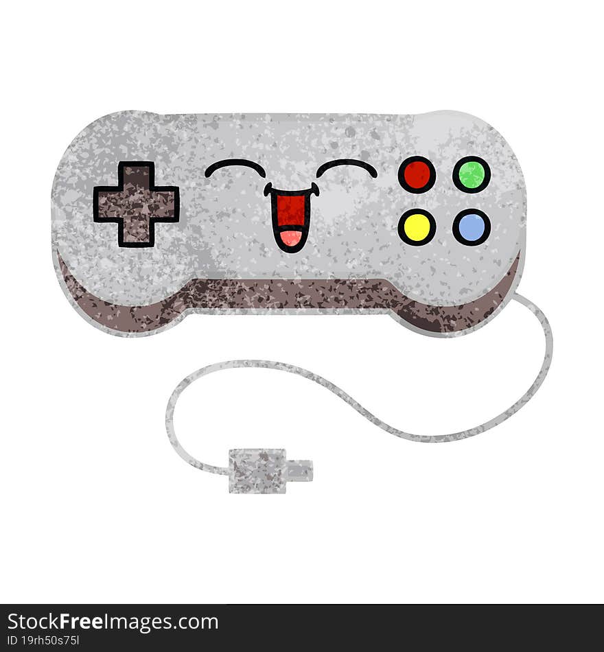 retro grunge texture cartoon of a game controller