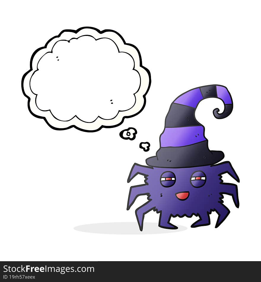 freehand drawn thought bubble cartoon halloween spider