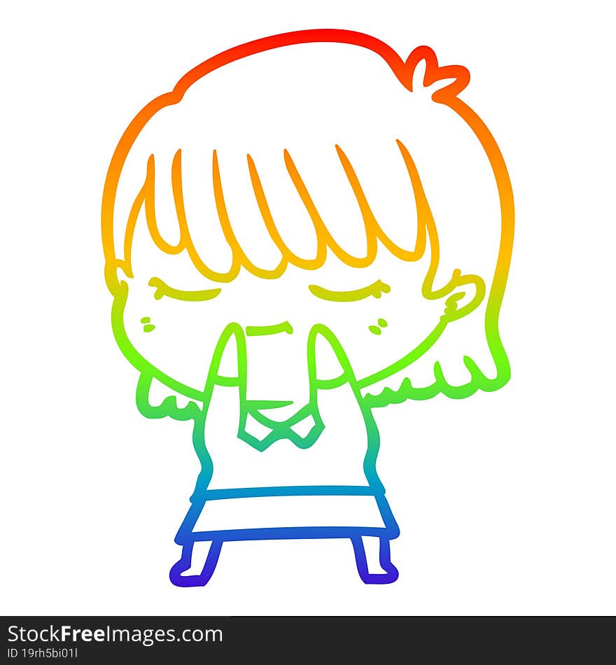 rainbow gradient line drawing of a cartoon woman