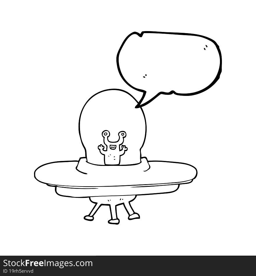 speech bubble cartoon alien spaceship