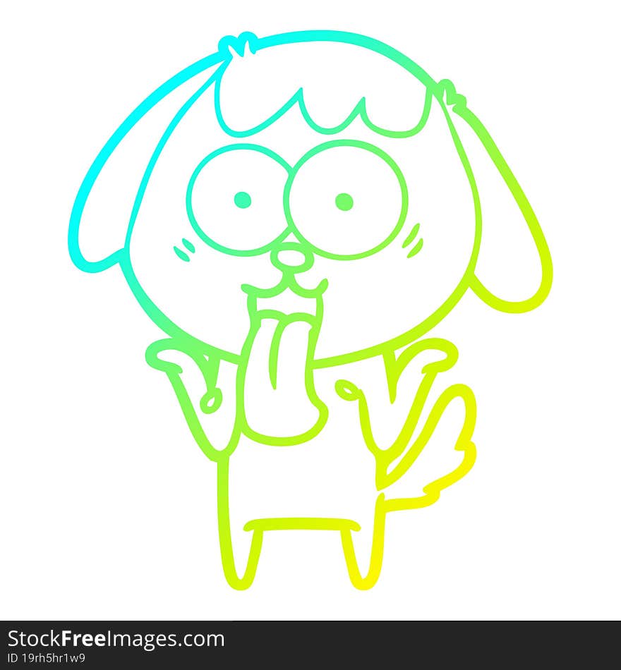 cold gradient line drawing of a cute cartoon dog