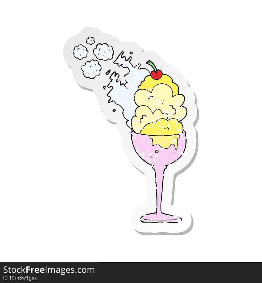 retro distressed sticker of a cartoon cold ice cream