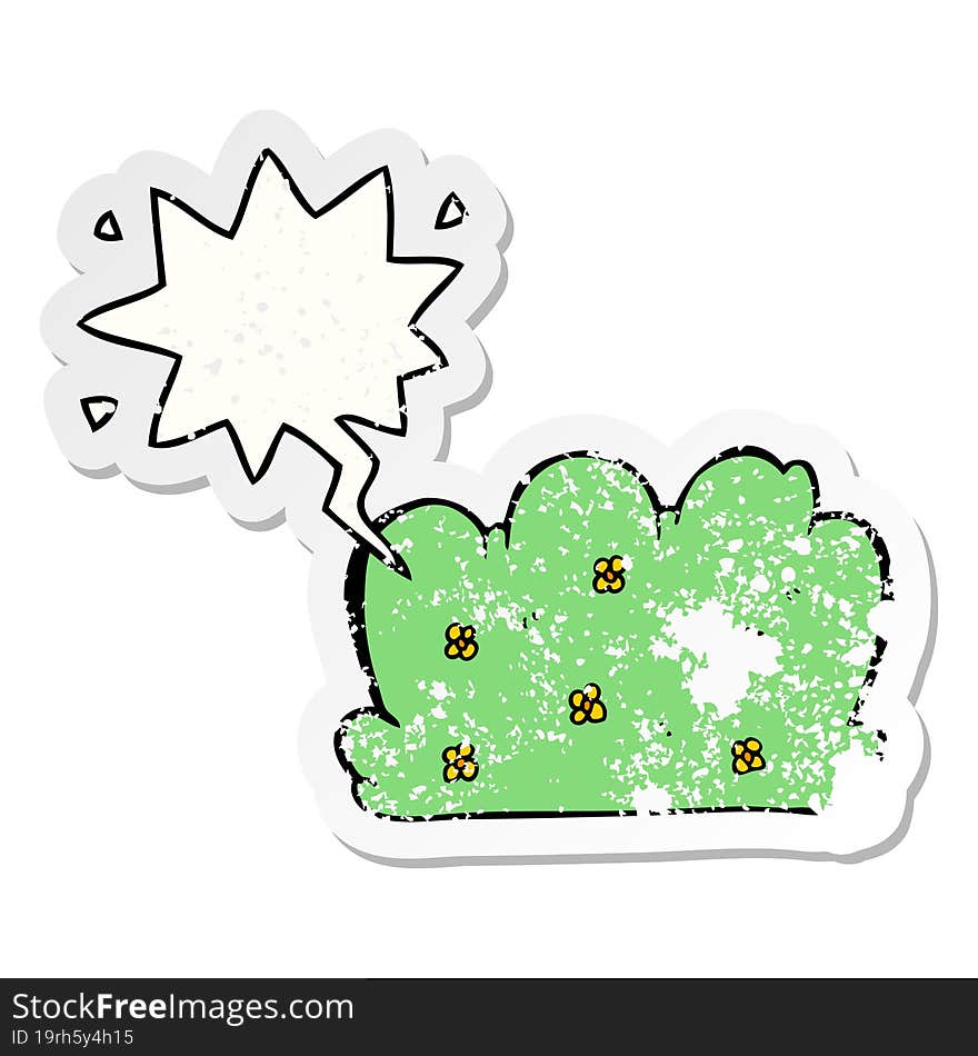 Cartoon Hedge And Speech Bubble Distressed Sticker