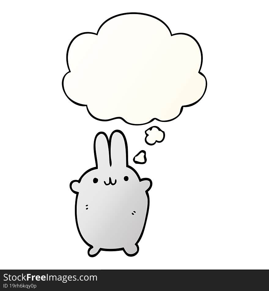 cartoon rabbit and thought bubble in smooth gradient style