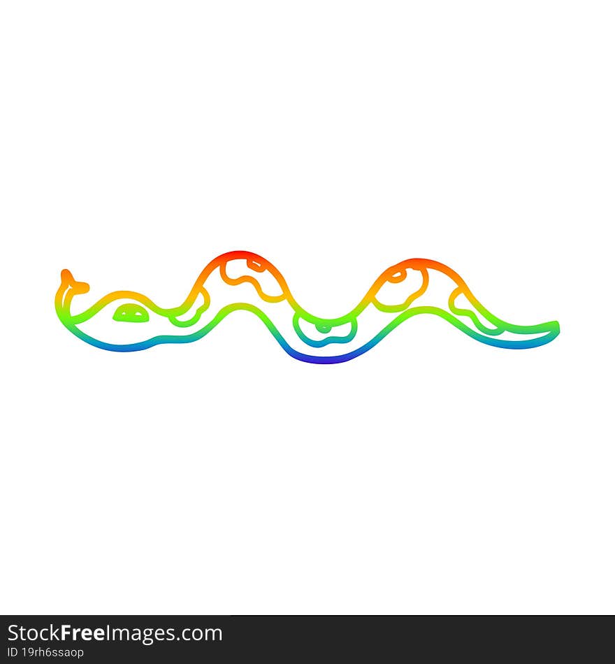 Rainbow Gradient Line Drawing Cartoon Snake