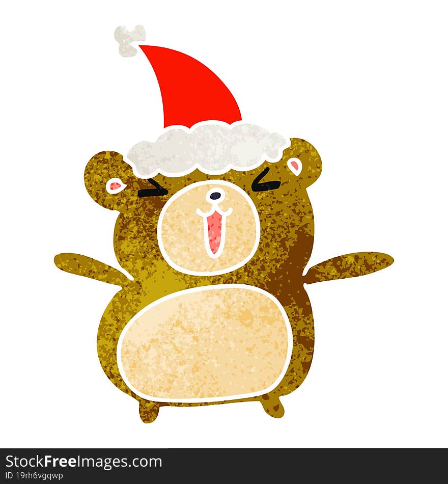 christmas retro cartoon of kawaii bear