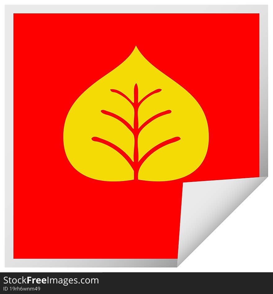 square peeling sticker cartoon autumn leaf