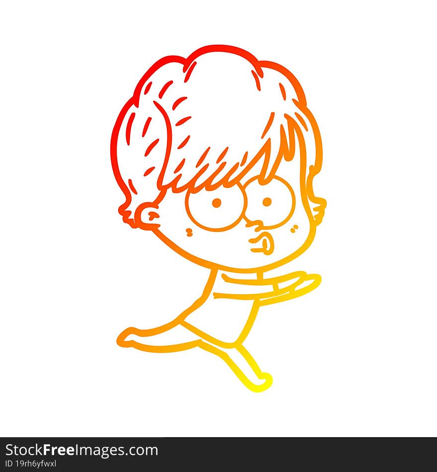 warm gradient line drawing of a cartoon woman