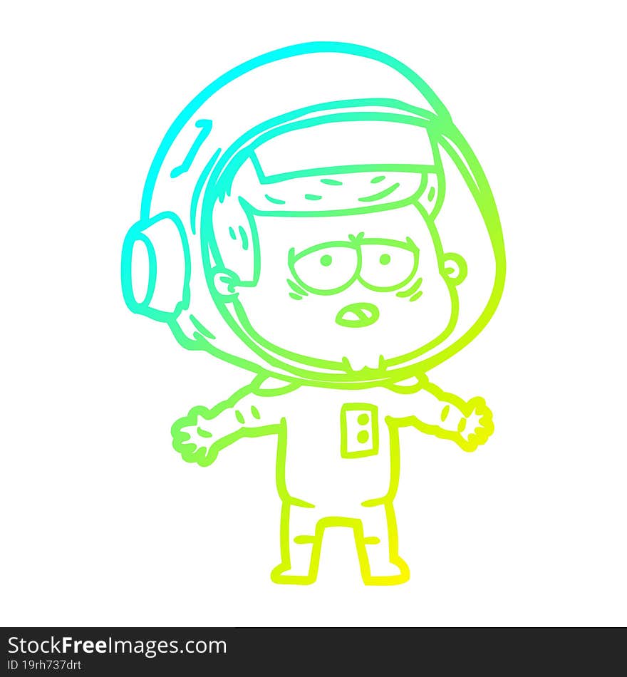 cold gradient line drawing cartoon tired astronaut