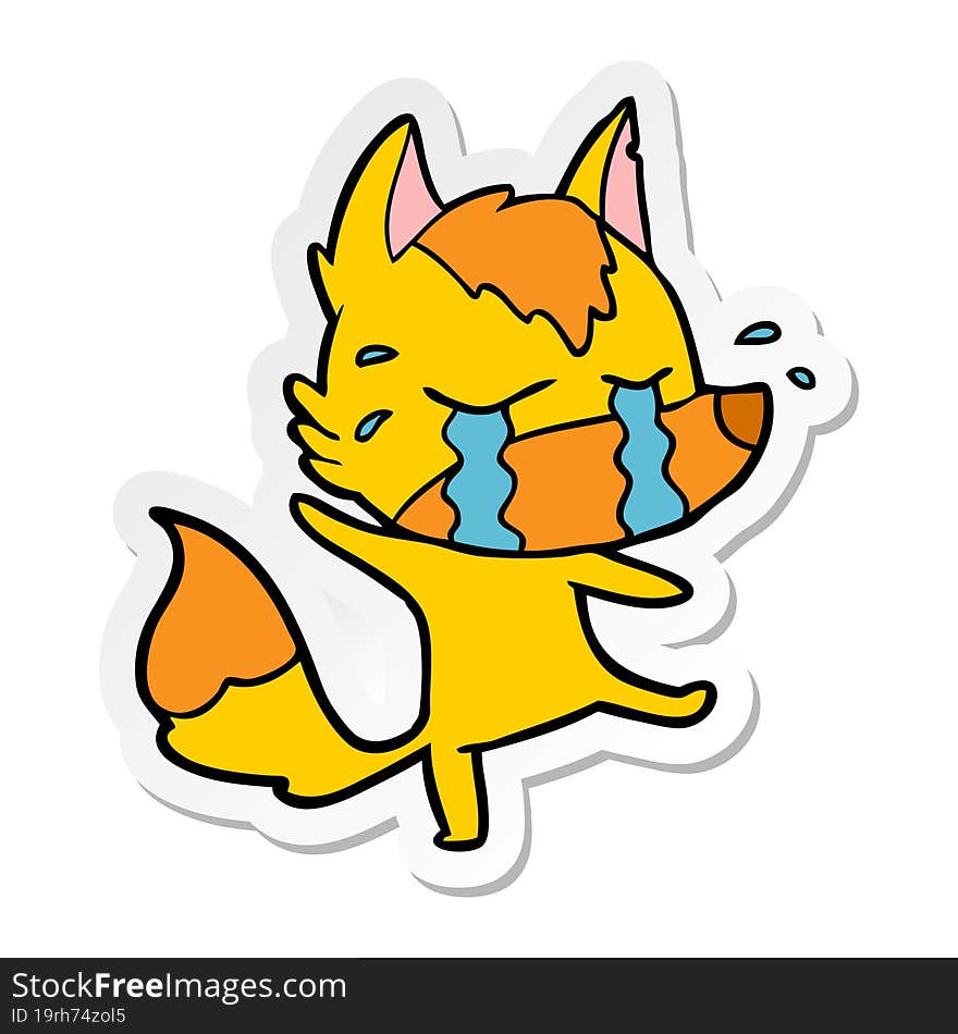 distressed sticker of a cartoon sasd little fox