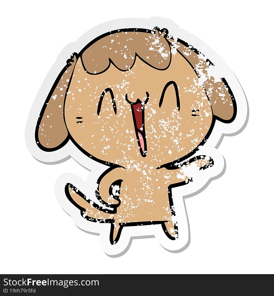 Distressed Sticker Of A Cute Cartoon Dog