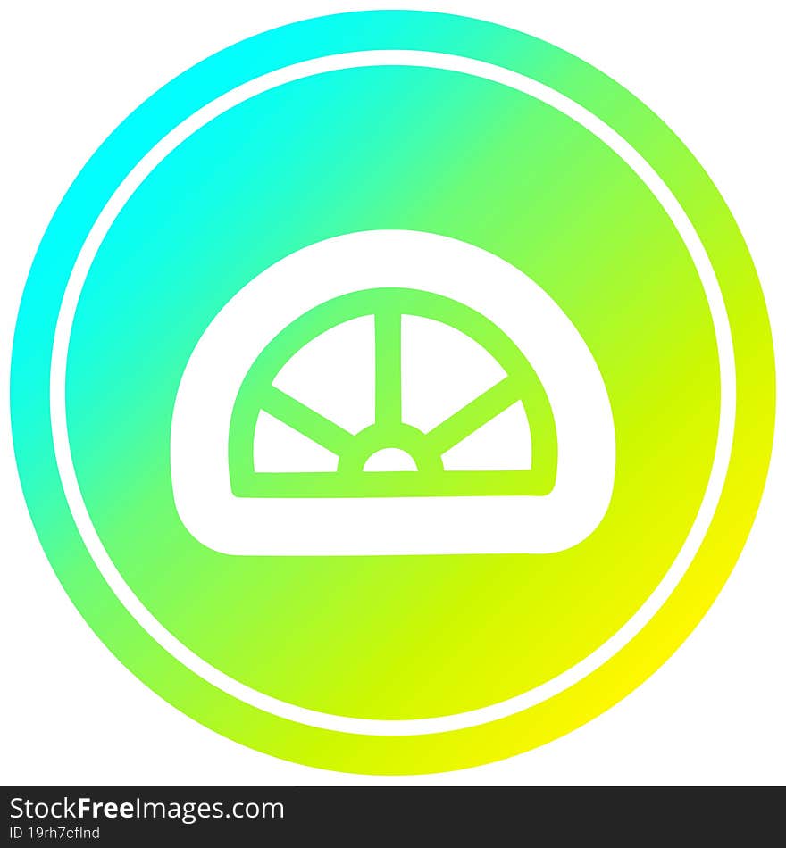 protractor math equipment circular in cold gradient spectrum