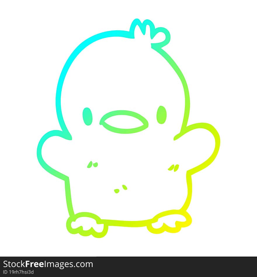 cold gradient line drawing cartoon baby duck