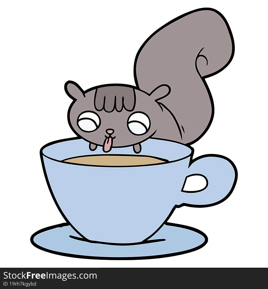 cartoon squirrel drinking tea. cartoon squirrel drinking tea