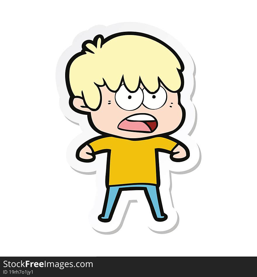 Sticker Of A Worried Cartoon Boy