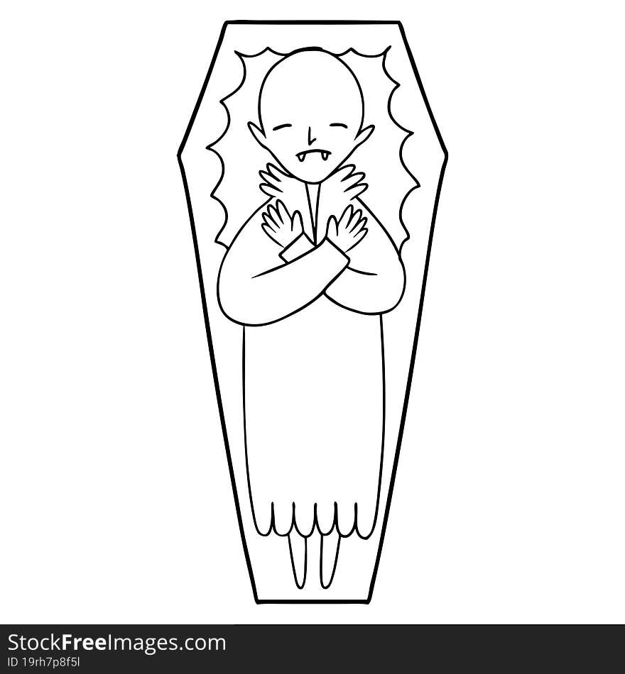 spooky cartoon vampire in coffin. spooky cartoon vampire in coffin