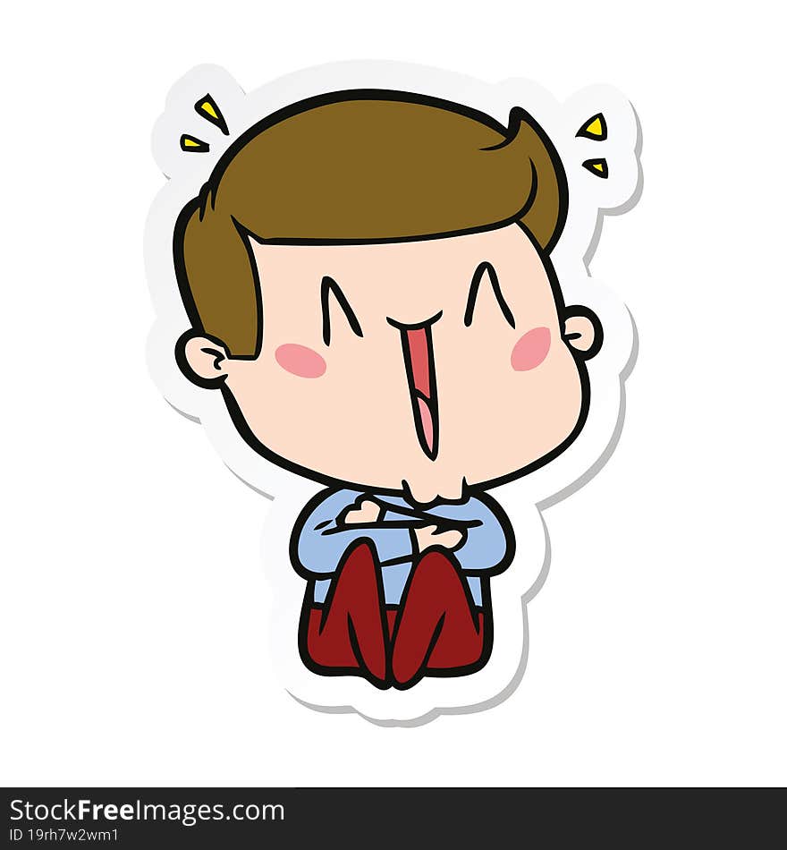 sticker of a cartoon happy man