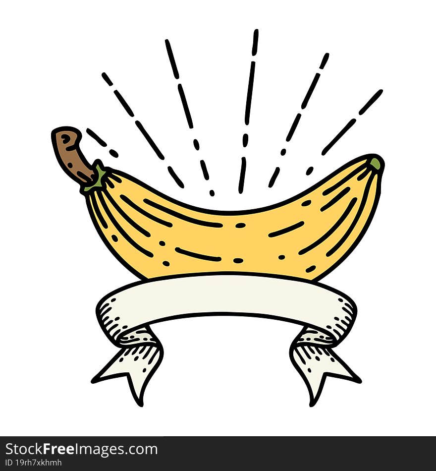 banner with tattoo style banana