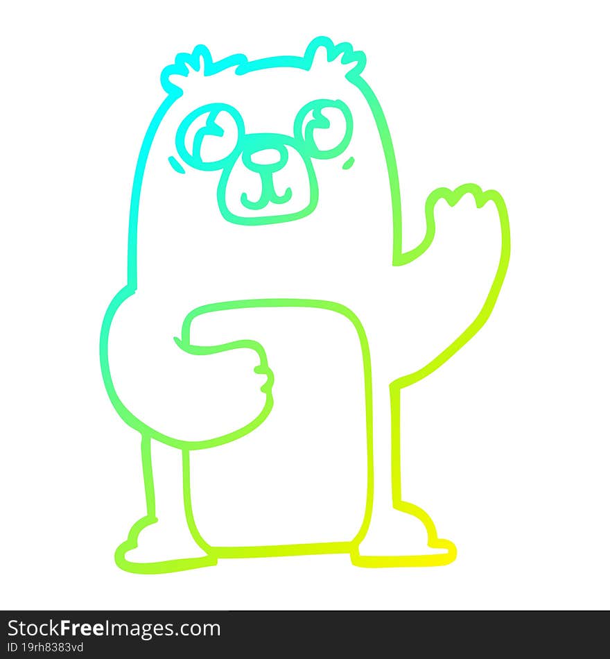 cold gradient line drawing cartoon wide eyed bear