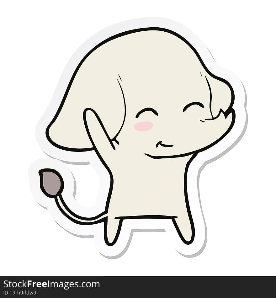 Sticker Of A Cute Cartoon Elephant